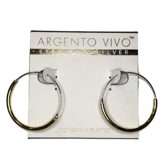 NWT Argento Vivo 24kt Gold Plated Two Toned Hoop Earrings - Picture 1 of 7